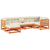 vidaXL Canapea de grădină cu 6 locuri, maro ceruit, lemn masiv de pin 3299520