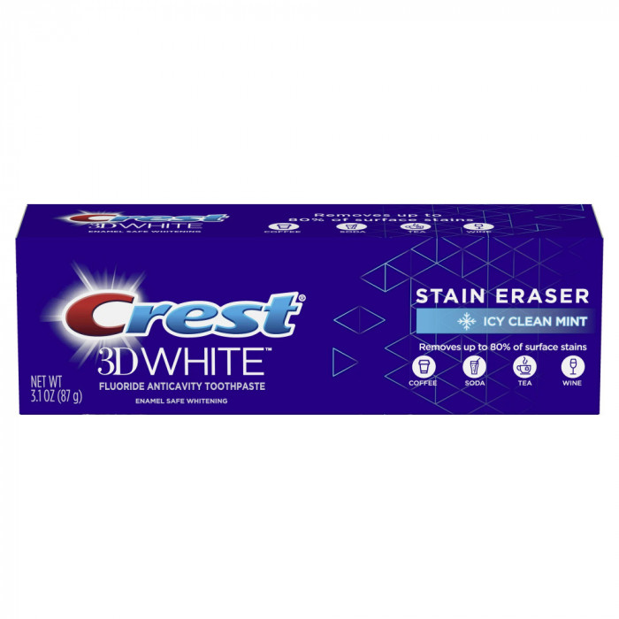 Pasta de Dinti, Crest, 3D White, Stain Eraser, Efect Indepartare Pete, 87gr