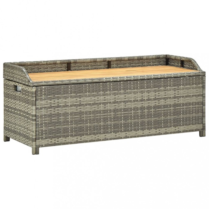 vidaXL Bancă de depozitare pentru grădină, gri, 120 cm, poliratan 46481