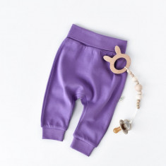 Pantaloni Bebe Unisex din bumbac organic Mov BabyCosy (Marime: 9-12 luni)