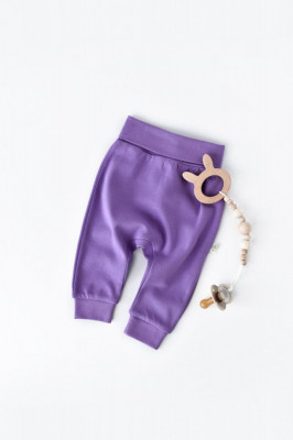 Pantaloni Bebe Unisex din bumbac organic Mov BabyCosy (Marime: 6-9 luni) foto