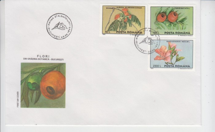 C12 - FDC Romania - Flori din Gradina botanica Bucuresti - LP1393 - 1995