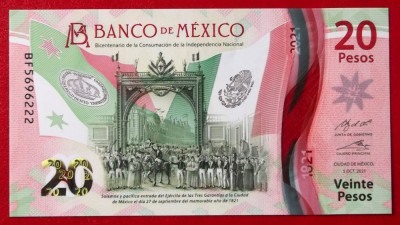Mexic 20 Pesos 5 oct. 2021 Comemorativa Polimer UNC necirculata ** foto