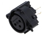 Conector XLR soclu mamă 3 PIN drept cu buton THT negru 6A, Neutrik