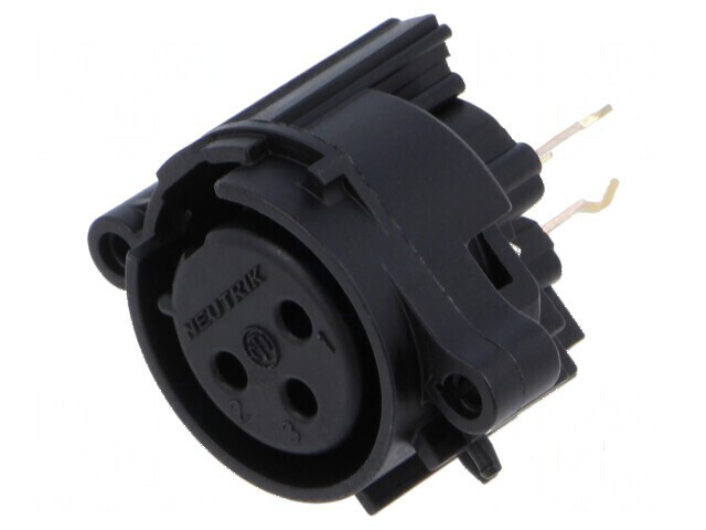 Conector XLR soclu mamă 3 PIN drept cu buton THT negru 6A