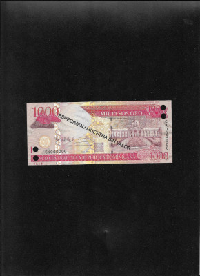 Rar! Republica Dominicana 1000 pesos dominicanos 2009 specimen foto