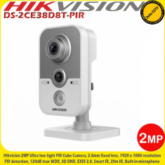 Camera cube Turbo HD Hikvision DS-2CE38D8T-PIR 2MP Starlight, 2.8mm, IR Exir 20m, microfon si PIR, WDR 120dB foto