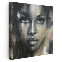 Tablou canvas portret acrilic femeie, negru 1327 Tablou canvas pe panza CU RAMA 40x40 cm