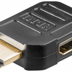 Adaptor HDMI mama-tata la 90 grade 4K Ultra HD 2160p 60Hz placat cu aur negru Goobay 51724