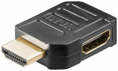 Adaptor HDMI mama-tata la 90 grade 4K Ultra HD 2160p 60Hz placat cu aur negru Goobay 51724 foto