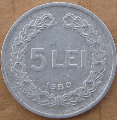 Moneda Rom&amp;acirc;nia 5 Lei 1950 foto