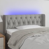 Cumpara ieftin Tăblie de pat cu LED, gri deschis, 93x16x78/88 cm, textil
