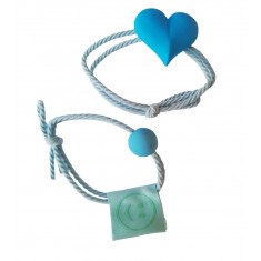 Set 2 elastice de par in forma de inima, 8 cm, Albastru, 28BJ
