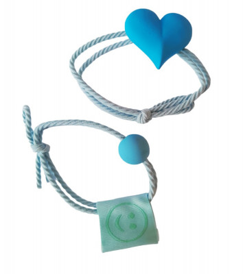 Set 2 elastice de par in forma de inima, 8 cm, Albastru, 28BJ foto