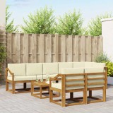 vidaXL Set de canapele de exterior cu pernă 9 pcs Natural și Crem 3366618