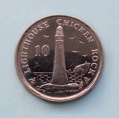 INSULA MAN - 10 Pence 2009 - Lighthouse on Chicken Rock foto