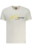 Tommy Jeans Tricou signature barbati, cu imprimeu pe centru, Regular Fit, Alb, S, 2XL, L, M, XL