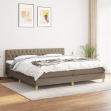 VidaXL Pat box spring cu saltea, gri taupe, 200x200 cm, textil