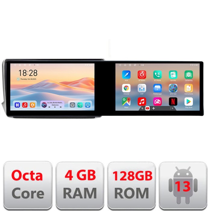 Navigatie Peugeot 208 2008 Kit-PSA Edotec 2 ecrane 8 core 4+128 21.6 inch Incell android Wifi 5Ghz gps internet CarStore Technology