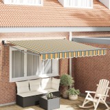vidaXL Marchiză Retractabilă Manuală Verde și Galben 350x250 cm