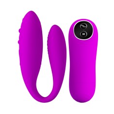 Vibrator Cuplu Chad Remote Control, 30 Moduri Vibratii, Silicon, USB, Mov