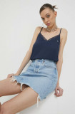 Tommy Jeans top femei, culoarea albastru marin