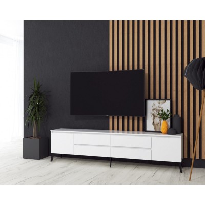 Comoda MP1, 220x40x55 cm, alb acril foto