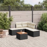 vidaXL Set mobilier de grădină cu perne, 6 piese, negru, poliratan