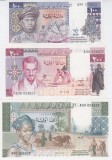 Bancnota Mauritania 100, 200 si 1.000 Ouguiya 1975-77 ( neemise; aceeasi serie - vezi descriere )