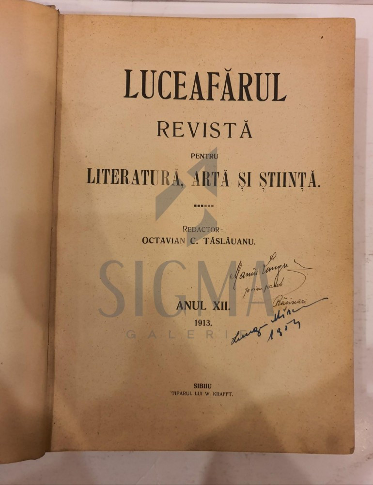 OCTAVIAN C. TASLAUANU ( Redactor ) - LUCEAFARUL , REVISTA PENTRU  LITERATURA, ARTA SI STIINTA, ANUL XII 1913, SIBIU | Okazii.ro