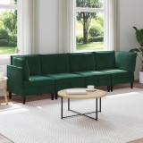 vidaXL Set de mobilier pentru living 4 pcs Verde &icirc;nchis Catifea 3413739