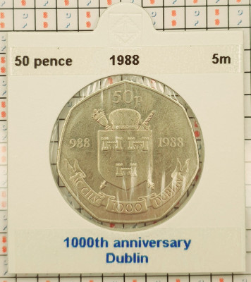Ireland 50 pence 1988 - Dublin Millennium - km 26 - G011 foto
