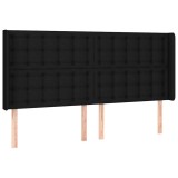 Cumpara ieftin Tablie de pat cu aripioare, negru, 163x16x118/128 cm, textil