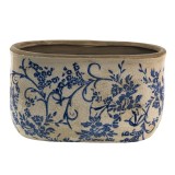 Cumpara ieftin Set 2 ghivece flori ceramica alba albastra 22x12x13 cm