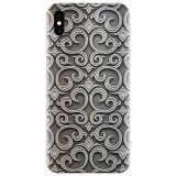 Husa silicon pentru Apple Iphone XS Max, Baroque Silver Pattern