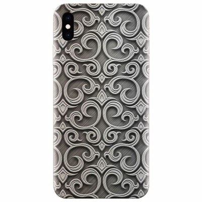 Husa silicon pentru Apple Iphone XS Max, Baroque Silver Pattern foto