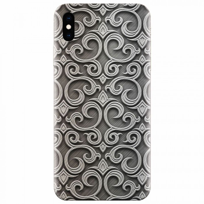Husa silicon pentru Apple Iphone X, Baroque Silver Pattern