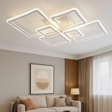 Lustra Led Alba 4+2 Brate, Design Geometric Modern , Telecomanda, 168W, Lumina Reglabila 3000&ndash;6500K