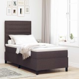 VidaXL Pat cu arcuri cu saltea Maro &icirc;nchis 90 x 200 cm țesătură