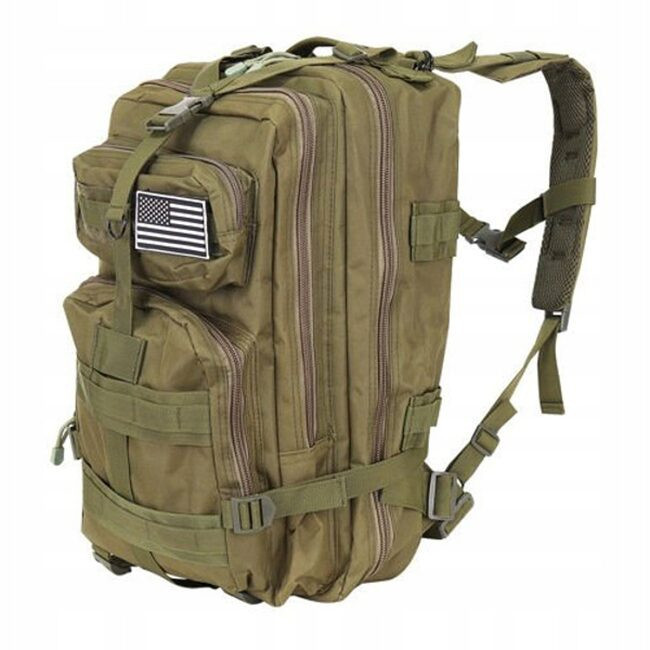 Ghiozdan/rucsac tactic, Trizand, 5 compartimente, poliester 600D, verde, 35 L, 37x29x55 cm