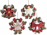 Set 4 ornamente brad Craciun textil multicolor &Oslash; 20,5 cm