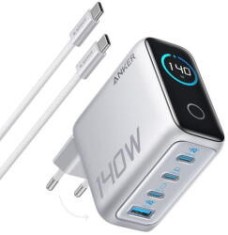 Alimentator retea Anker, 140W, fast charge, 3 x USB-C, 1 x USB-A, argintiu, &quot;B2697G41&quot; (timbru verde 0.18 lei) - 0194644289607