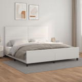 VidaXL Cadru de pat cu tăblie, alb, 200x200 cm, piele ecologică