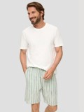 S.Oliver pantaloni scurti barbati din amestec de bumbac si in, imprimeu in dungi, Verde menta, S, 2XL, 3XL, L, M, XL