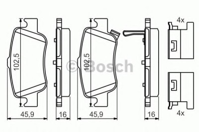 Set placute frana,frana disc TOYOTA AURIS (NRE15, ZZE15, ADE15, ZRE15, NDE15) (2006 - 2012) BOSCH 0 986 494 651 foto