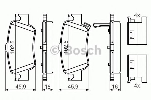 Set placute frana,frana disc TOYOTA AURIS (NRE15, ZZE15, ADE15, ZRE15, NDE15) (2006 - 2012) BOSCH 0 986 494 651