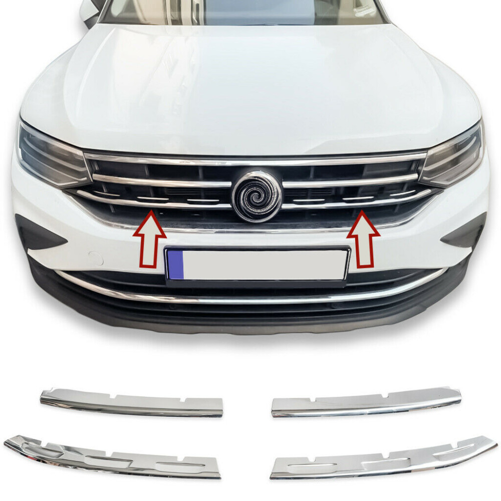 Set De Ornamente Cromate Din Inox Grila Masca Fata Pentru Vw Tiguan