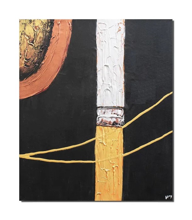 Tablou abstract pictat manual, Compozitie abstracta 12, 60x50cm ulei pe panza in relief efect 3D, gata de agatat pe perete