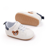 Cumpara ieftin Pantofiori albi cu insertie bleumarine - Teddy (Marime Disponibila: 3-6 luni