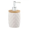 Dozator Lichid Ceramic, Model Diamond, Capac Bambus, Culoare Alb, Capacitate 340 ml, Oem